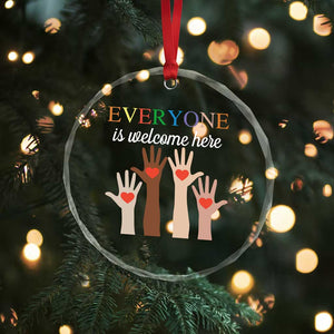 Everyone Is Welcome Here Crystal Glass Ornament Equality Fist Hands Hearts TS02 Print Your Wear