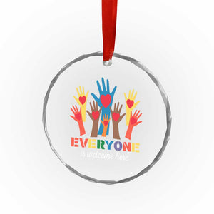 Everyone Is Welcome Here Crystal Glass Ornament Equality Rainbow Fist Hands TS02 Print Your Wear