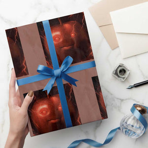 Evil Freaky Apple Meme Wrapping Paper Roll Creepy Dark AI Fruit Face With Glowing Eyes TS02 Mocha Print Your Wear