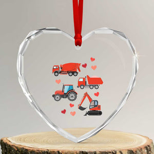 Excavator Construction Heart Crystal Glass Ornament Car Tractor Truck Lovers TS10 Transparent Glass 3'' Heart Print Your Wear
