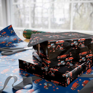 Excavator Construction Wrapping Paper Roll Car Tractor Truck Lovers TS10 Black Print Your Wear