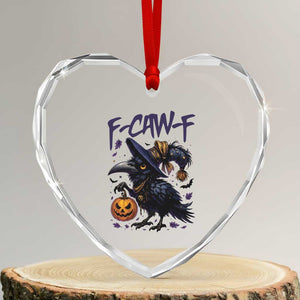 F Caw F Black Crow Halloween Meme Heart Crystal Glass Ornament TS14 Transparent Glass 3'' Heart Print Your Wear