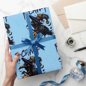 F Caw F Black Crow Halloween Meme Wrapping Paper Roll TS14 Light Blue Print Your Wear