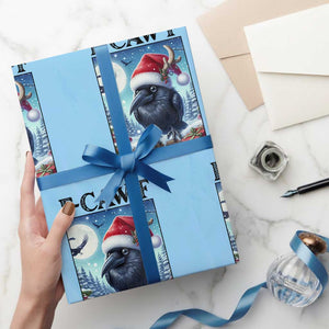 F Caw F Christmas Raven Wrapping Paper Roll Funny Bird Lover Gift TS12 Light Blue Print Your Wear