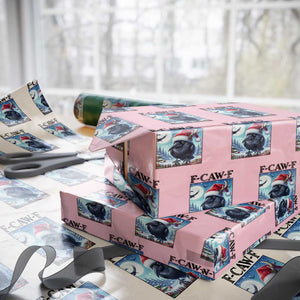 F Caw F Christmas Raven Wrapping Paper Roll Funny Bird Lover Gift TS12 Light Pink Print Your Wear