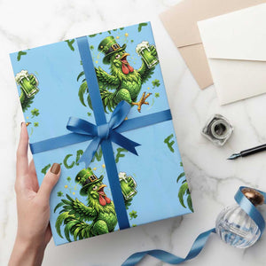 F Caw F Drunk Irish Chicken Wrapping Paper Roll Funny St Patricks Day Gift TS12 Light Blue Print Your Wear