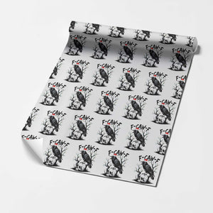 F Caw F Gothic Xmas Raven Wrapping Paper Roll With Skull Funny Dark Holiday Humor Spooky Season TS02 White Print Your Wear