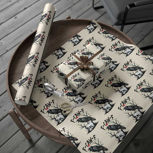 F Caw F Gothic Xmas Raven Wrapping Paper Roll With Skull Funny Dark Holiday Humor Spooky Season TS02 Beige Print Your Wear