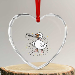 F Caw F Grumpy Goose Heart Crystal Glass Ornament Funny Attitude Meme Gift TS12 Transparent Glass 3'' Heart Print Your Wear