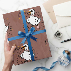 F Caw F Grumpy Goose Wrapping Paper Roll Funny Attitude Meme Gift TS12 Mocha Print Your Wear