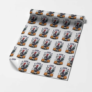 F Caw F Halloween Chicken Skeleton Wrapping Paper Roll Spooky Funny Rooster Meme TS02 White Print Your Wear