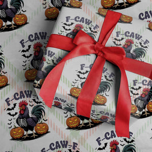 F Caw F Halloween Chicken Skeleton Wrapping Paper Roll Spooky Funny Rooster Meme TS02 Christmas Plaid Print Your Wear