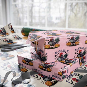 F Caw F Halloween Chicken Skeleton Wrapping Paper Roll Spooky Funny Rooster Meme TS02 Light Pink Print Your Wear
