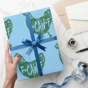 F Caw F Lucky Chicken Wrapping Paper Roll Funny St Patricks Day TS14 Light Blue Print Your Wear