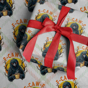 F Caw F Raven Coffee Wrapping Paper Roll Funny Halloween Sarcastic Gothic Bird with Attitude TS02 Christmas Plaid Print Your Wear