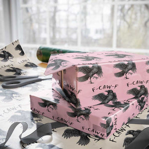 F Caw F Raven Graphic Wrapping Paper Roll Funny Sarcastic Bird with Attitude TS02 Light Pink Print Your Wear