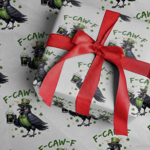 F Caw F Raven Lover Wrapping Paper Roll Funny St Patricks Day Gift TS12 White Print Your Wear