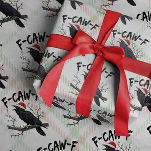 F Caw F Raven Xmas Wrapping Paper Roll Funny Dark Holiday Humor Spooky Season TS02 Christmas Plaid Print Your Wear