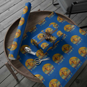 F Caw F Retro Chicken Meme Wrapping Paper Roll Vintage Sunset Poultry Graphic Loud Bird Energy TS02 Blue Print Your Wear