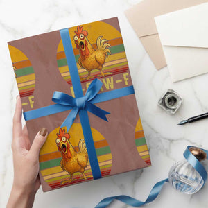 F Caw F Retro Chicken Meme Wrapping Paper Roll Vintage Sunset Poultry Graphic Loud Bird Energy TS02 Mocha Print Your Wear