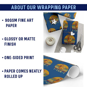 F Caw F Retro Chicken Meme Wrapping Paper Roll Vintage Sunset Poultry Graphic Loud Bird Energy TS02 Print Your Wear