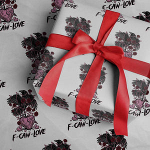 F Caw Love Wrapping Paper Roll Funny Anti Valentines Day Gothic Bird Meme TS14 White Print Your Wear
