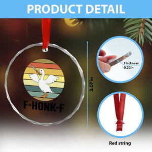 F Honk F Goose With Knife Crystal Glass Ornament Funny Chaotic Meme Gift TS12 Print Your Wear