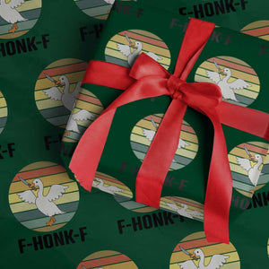 F Honk F Goose With Knife Wrapping Paper Roll Funny Chaotic Meme Gift TS12 Green Print Your Wear