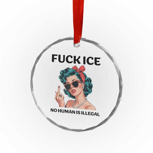F Ice No Human Is Illegal Crystal Glass Ornament Feminist Pop Art Against Ice Protest Resistance TS02 Print Your Wear