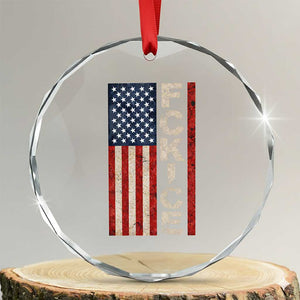 F Ice Retro Distressed American Flag Crystal Glass Ornament Patriotic Against Ice Justice Protest Resistance TS02 Transparent Glass 3'' Circle Print Your Wear