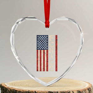 F Ice Retro Distressed American Flag Heart Crystal Glass Ornament Patriotic Against Ice Justice Protest Resistance TS02 Transparent Glass 3'' Heart Print Your Wear