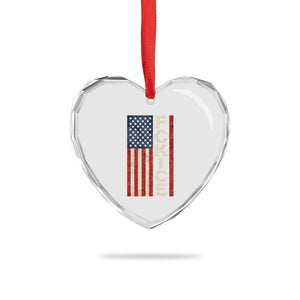 F Ice Retro Distressed American Flag Heart Crystal Glass Ornament Patriotic Against Ice Justice Protest Resistance TS02 Print Your Wear