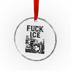 F Ice Riot Protest Graphic Crystal Glass Ornament Political Resistance Against Ice Violence TS02 Print Your Wear
