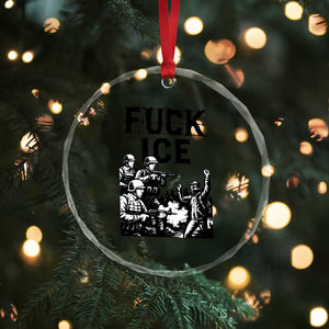 F Ice Riot Protest Graphic Crystal Glass Ornament Political Resistance Against Ice Violence TS02 Print Your Wear
