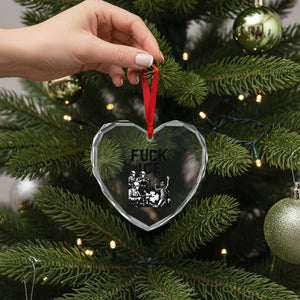 F Ice Riot Protest Graphic Heart Crystal Glass Ornament Political Resistance Against Ice Violence TS02 Print Your Wear