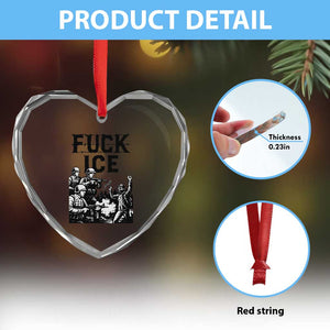F Ice Riot Protest Graphic Heart Crystal Glass Ornament Political Resistance Against Ice Violence TS02 Print Your Wear