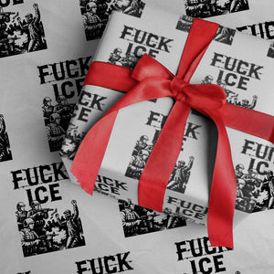 F Ice Riot Protest Graphic Wrapping Paper Roll Political Resistance Against Ice Violence TS02 White Print Your Wear