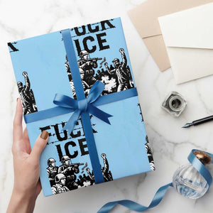 F Ice Riot Protest Graphic Wrapping Paper Roll Political Resistance Against Ice Violence TS02 Light Blue Print Your Wear