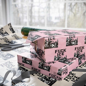 F Ice Riot Protest Graphic Wrapping Paper Roll Political Resistance Against Ice Violence TS02 Light Pink Print Your Wear