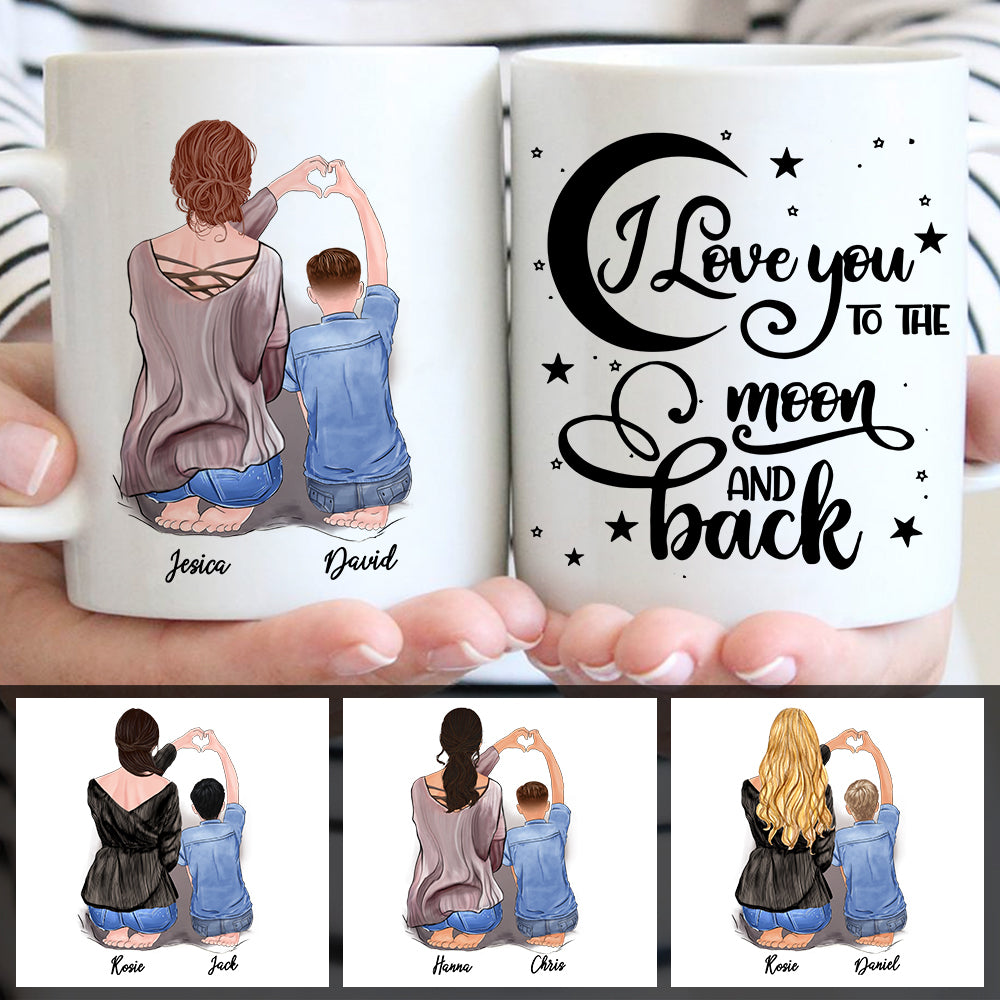 Personalized I Love You To The Moon and Back Mug For Mom From Son CTM One Size 11oz size Custom - Printyourwear