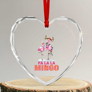 Fa La La Mingo Flamingo Hawaiian Xmas Heart Crystal Glass Ornament TS09 Transparent Glass 3'' Heart Print Your Wear