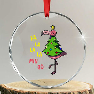 Fa La La Mingo Flamingo Hawaiian Xmas Tree Crystal Glass Ornament TS09 Transparent Glass 3'' Circle Print Your Wear