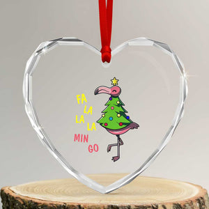 Fa La La Mingo Flamingo Hawaiian Xmas Tree Heart Crystal Glass Ornament TS09 Transparent Glass 3'' Heart Print Your Wear