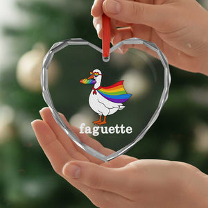 Faguette LGBTQ Heart Crystal Glass Ornament Funny Pride Goose Rainbow