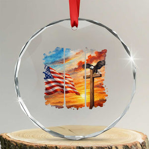 Faith And Freedom Christian American Flag Eagle Crystal Glass Ornament American Faith Pride TS12 Transparent Glass 3'' Circle Print Your Wear