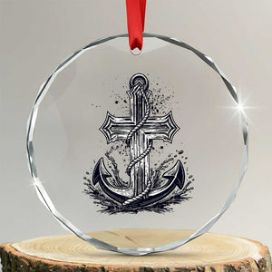 Faith Family Fishing Jesus Cross Anchor Crystal Glass Ornament Funny Christian Fisherman TS12 Transparent Glass 3'' Circle Print Your Wear