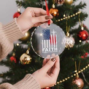 Faith Family Freedom Crystal Glass Ornament Charlie Kirk Patriotic Christian Vintage USA Flag TS10 Print Your Wear