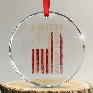 Faith Family Freedom Crystal Glass Ornament Patriotic Christian Vintage USA Flag TS10 Transparent Glass 3'' Circle Print Your Wear