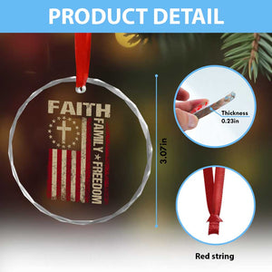 Faith Family Freedom Crystal Glass Ornament Patriotic Christian Vintage USA Flag TS10 Print Your Wear