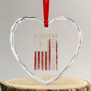 Faith Family Freedom Heart Crystal Glass Ornament Patriotic Christian Vintage USA Flag TS10 Transparent Glass 3'' Heart Print Your Wear